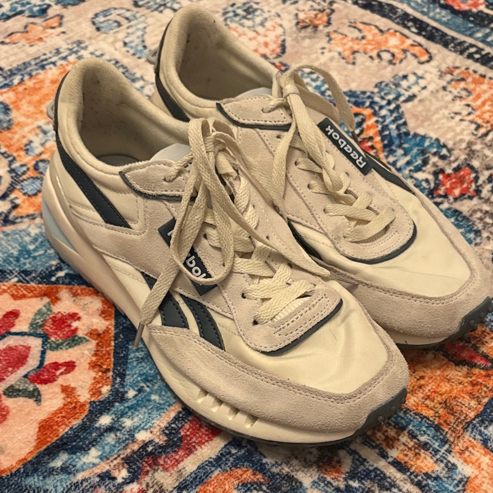 Reebok Women’s Cream and Navy Sneakers